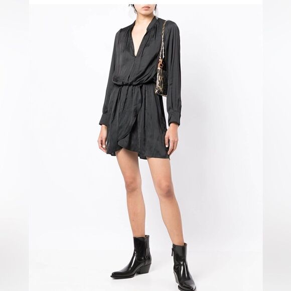 Zadig &Voltaire Rinka satin minidress in Black Small New  FLAWED - Picture 1 of 10